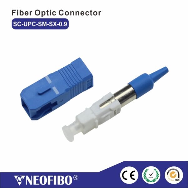 SC UPC Blue ceramic ferrule SM SX 0.9 fiber optic connector – Shenzhen ...
